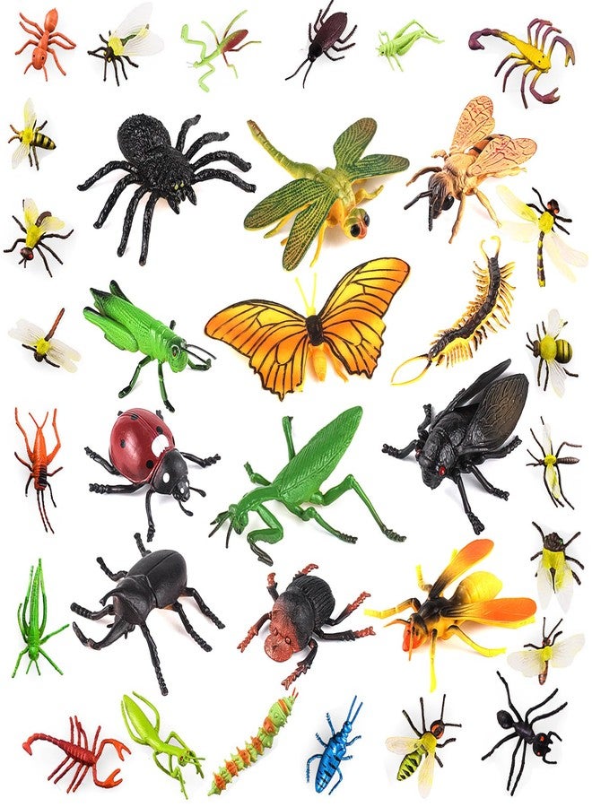 Lynkaye 34 pcs Plastic Insects Lifelike Assorted Figures Realistic Insect Animal Model, Perfect Model for Recognizing Nature (34 Pcs Bugs) - Image 1